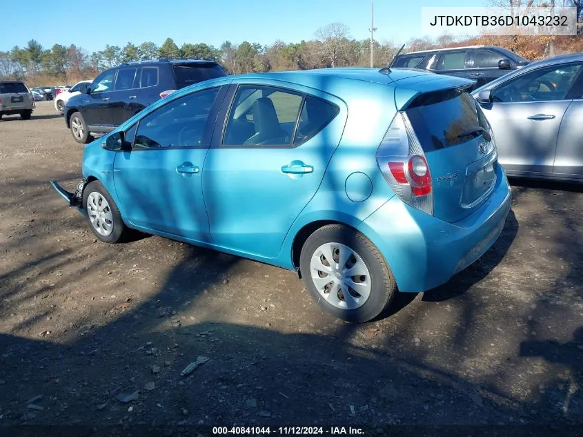 2013 Toyota Prius C One VIN: JTDKDTB36D1043232 Lot: 40841044