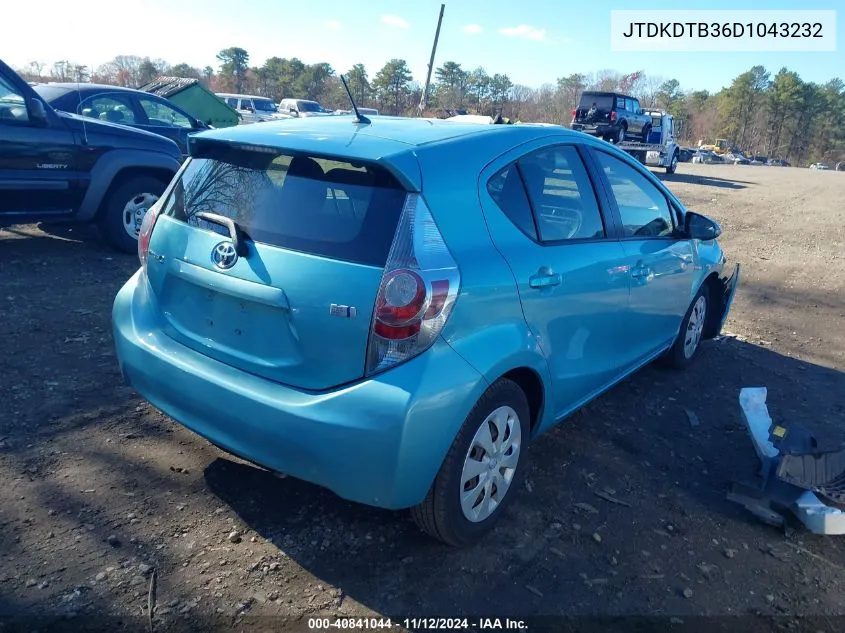 2013 Toyota Prius C One VIN: JTDKDTB36D1043232 Lot: 40841044