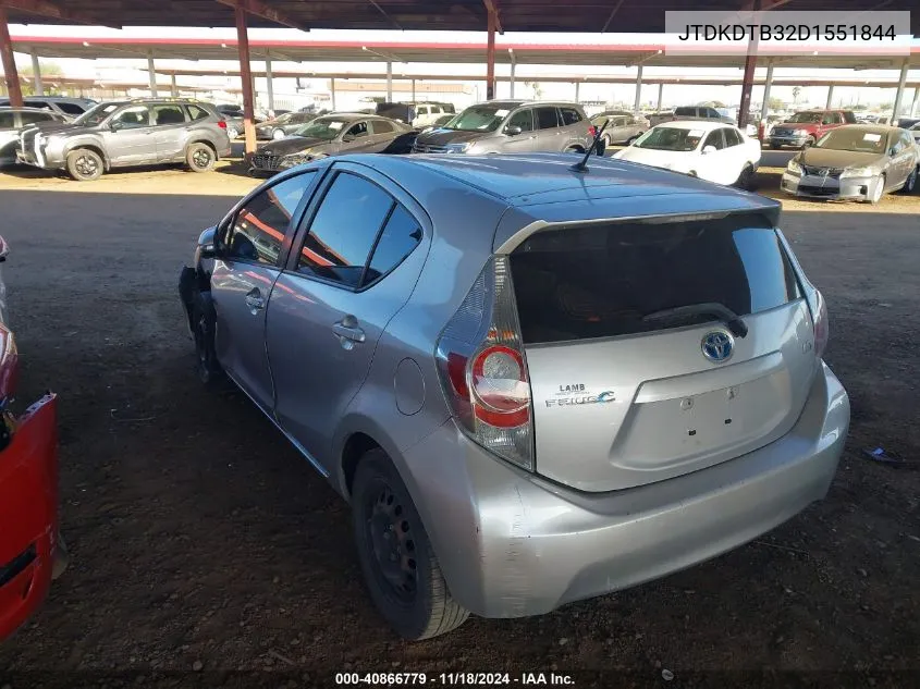 2013 Toyota Prius C Two VIN: JTDKDTB32D1551844 Lot: 40866779