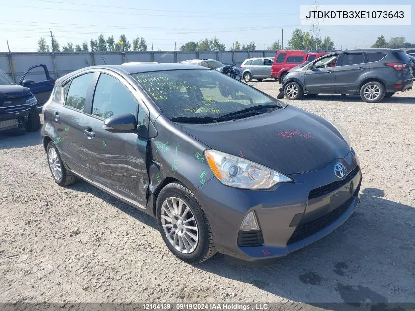 2014 Toyota Prius C VIN: JTDKDTB3XE1073643 Lot: 12104139