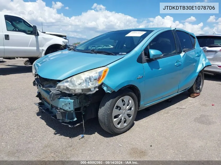 JTDKDTB30E1078706 2014 Toyota Prius C One