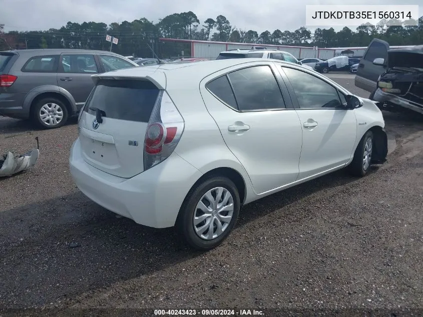 2014 Toyota Prius C Two VIN: JTDKDTB35E1560314 Lot: 40243423