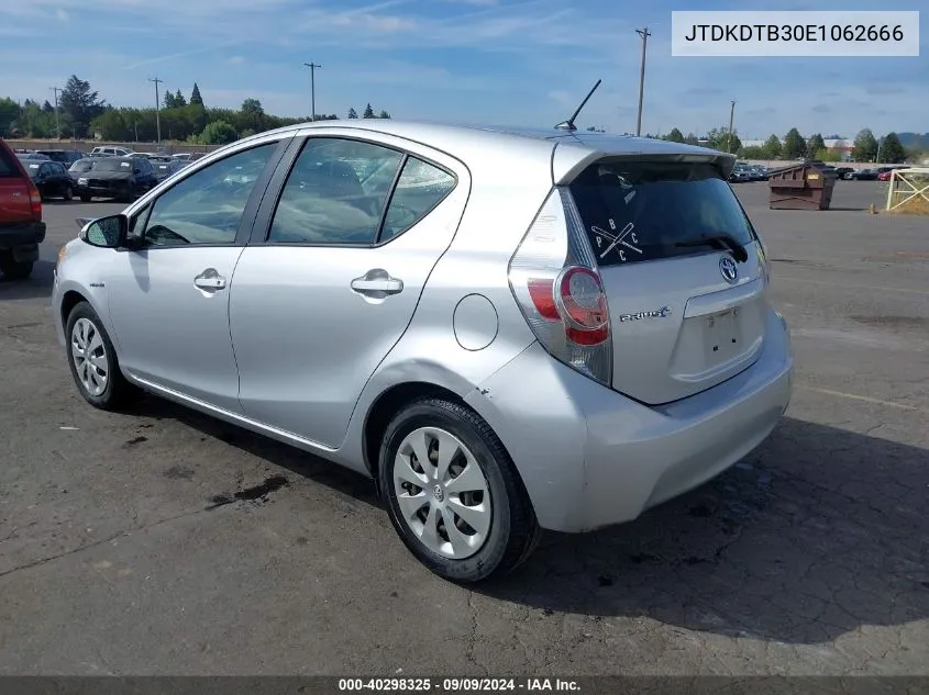 2014 Toyota Prius C Four/One/Three/Two VIN: JTDKDTB30E1062666 Lot: 40298325