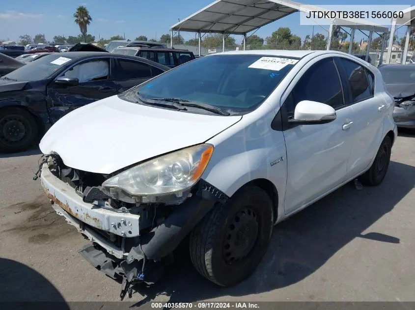 2014 Toyota Prius C One VIN: JTDKDTB38E1566060 Lot: 40355570