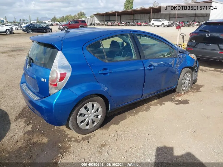 2014 Toyota Prius C Two VIN: JTDKDTB35E1571734 Lot: 40360346