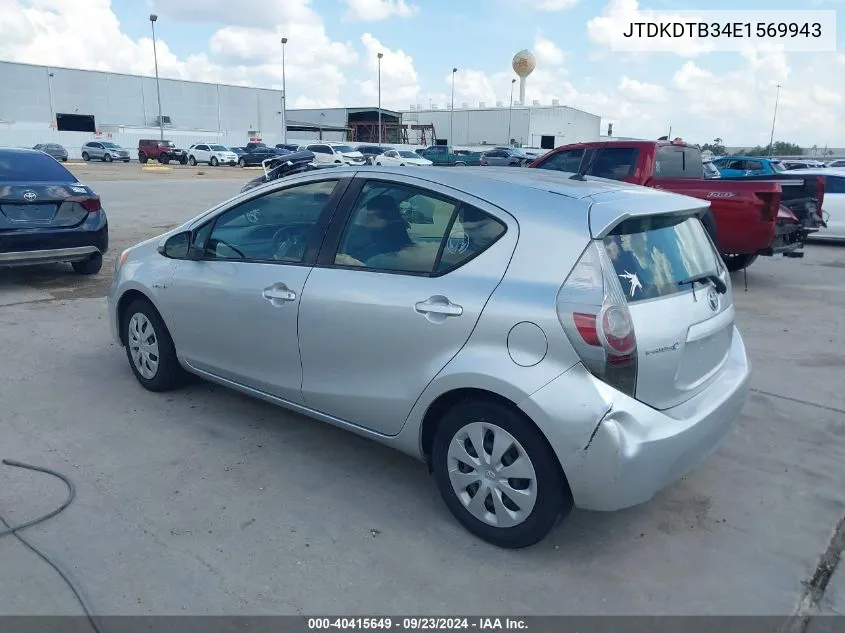 2014 Toyota Prius C One VIN: JTDKDTB34E1569943 Lot: 40415649