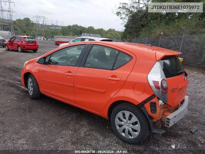 2014 Toyota Prius C Three VIN: JTDKDTB36E1075972 Lot: 40426736