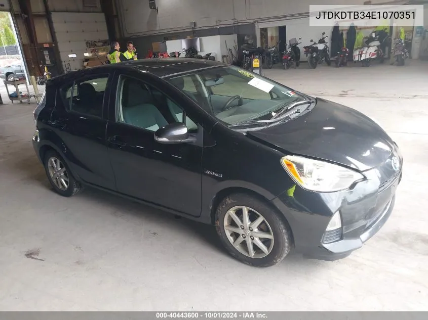 2014 Toyota Prius C Three VIN: JTDKDTB34E1070351 Lot: 40443600