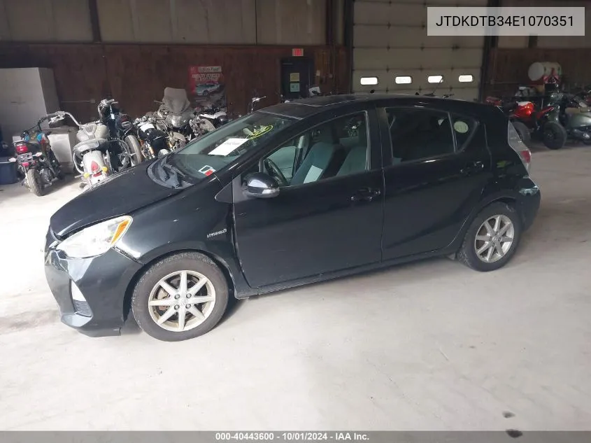 JTDKDTB34E1070351 2014 Toyota Prius C Three