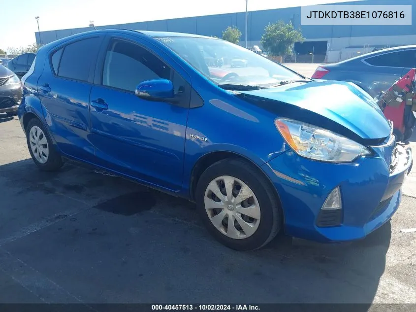 2014 Toyota Prius C Two VIN: JTDKDTB38E1076816 Lot: 40457513