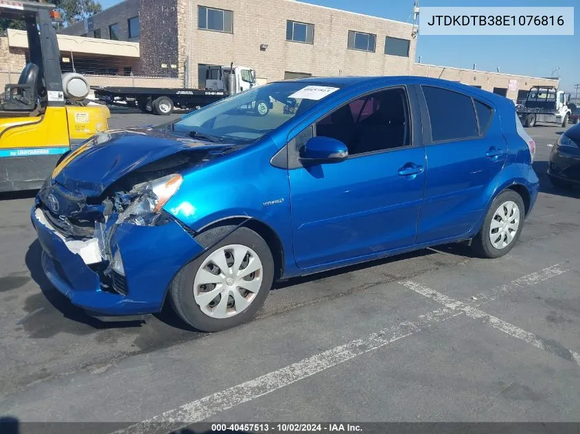 2014 Toyota Prius C Two VIN: JTDKDTB38E1076816 Lot: 40457513