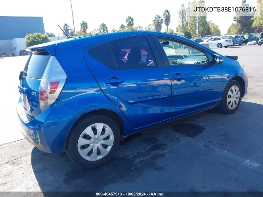 2014 Toyota Prius C Two VIN: JTDKDTB38E1076816 Lot: 40457513