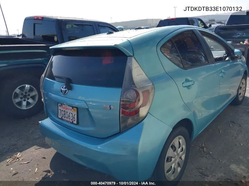 2014 Toyota Prius C Two VIN: JTDKDTB33E1070132 Lot: 40470979