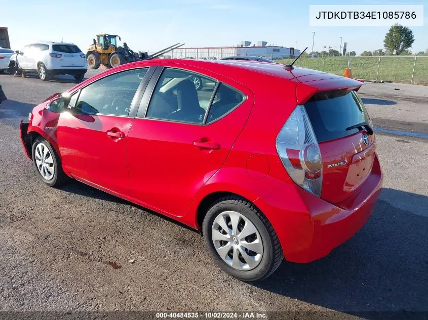 2014 Toyota Prius C One VIN: JTDKDTB34E1085786 Lot: 40484535