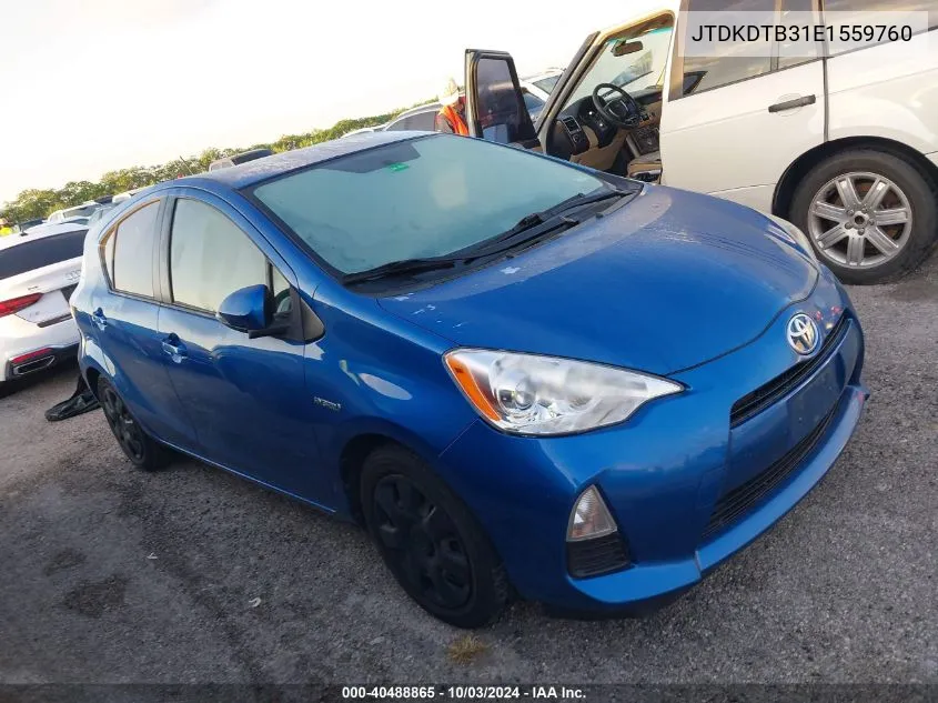 2014 Toyota Prius C Two VIN: JTDKDTB31E1559760 Lot: 40488865