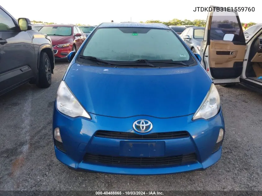 2014 Toyota Prius C Two VIN: JTDKDTB31E1559760 Lot: 40488865