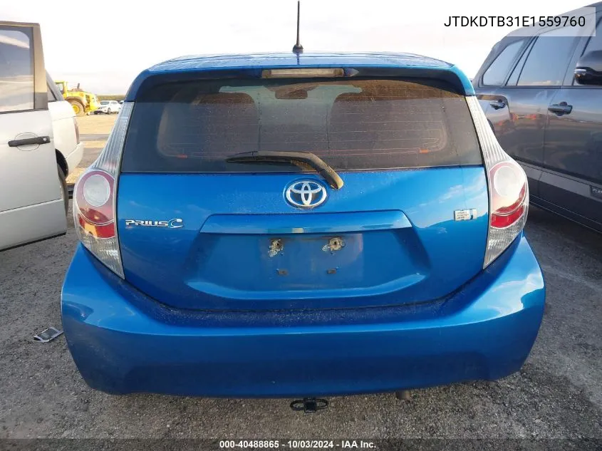 2014 Toyota Prius C Two VIN: JTDKDTB31E1559760 Lot: 40488865