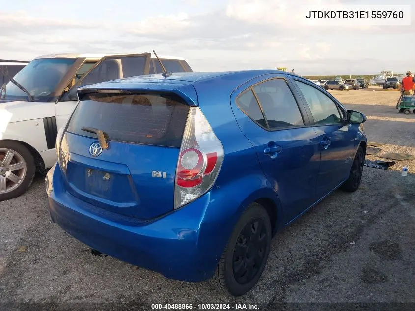 2014 Toyota Prius C Two VIN: JTDKDTB31E1559760 Lot: 40488865