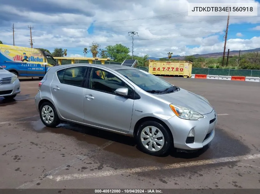 2014 Toyota Prius C Four/One/Three/Two VIN: JTDKDTB34E1560918 Lot: 40512080