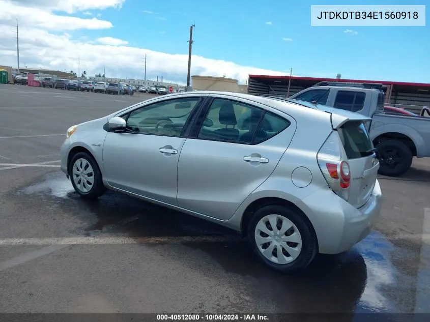 2014 Toyota Prius C Four/One/Three/Two VIN: JTDKDTB34E1560918 Lot: 40512080