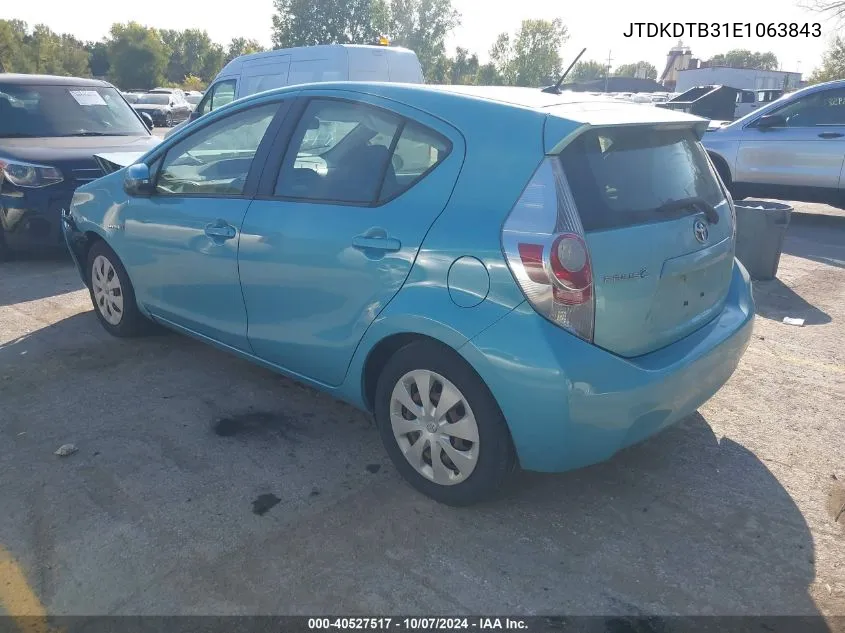 2014 Toyota Prius C Two VIN: JTDKDTB31E1063843 Lot: 40527517