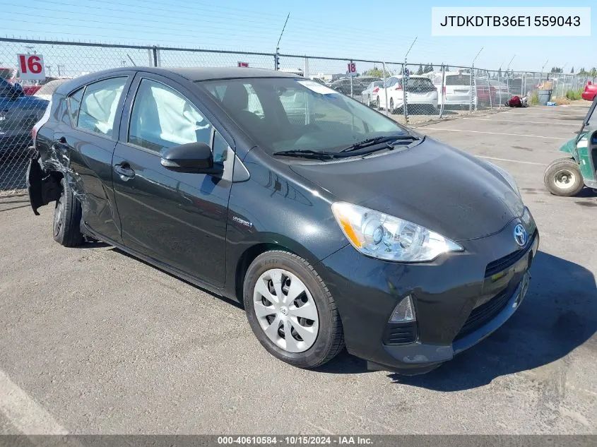 2014 Toyota Prius C Two VIN: JTDKDTB36E1559043 Lot: 40610584