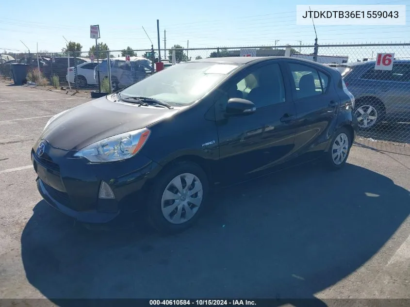 2014 Toyota Prius C Two VIN: JTDKDTB36E1559043 Lot: 40610584