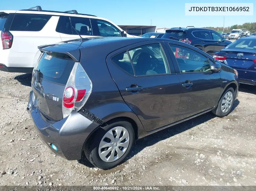 2014 Toyota Prius C Three VIN: JTDKDTB3XE1066952 Lot: 40645692