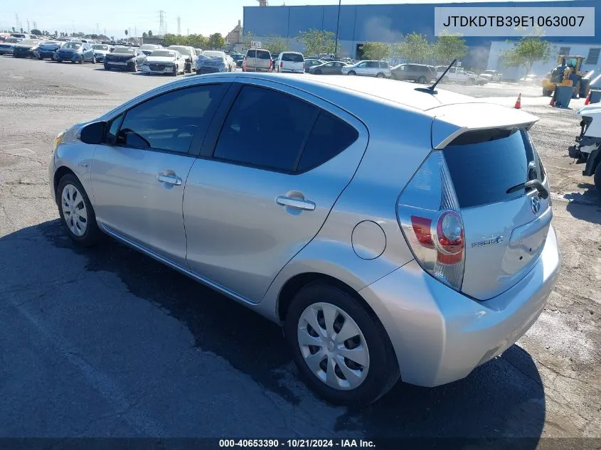 2014 Toyota Prius C Three VIN: JTDKDTB39E1063007 Lot: 40653390