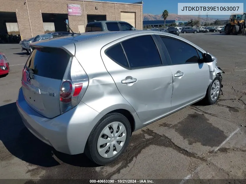 2014 Toyota Prius C Three VIN: JTDKDTB39E1063007 Lot: 40653390