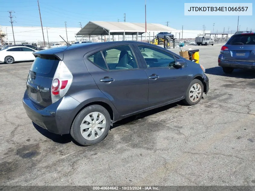 2014 Toyota Prius C One VIN: JTDKDTB34E1066557 Lot: 40684642