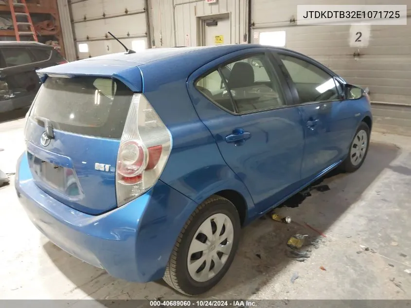 2014 Toyota Prius C Two VIN: JTDKDTB32E1071725 Lot: 40689060