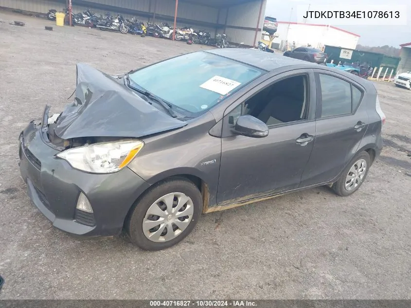 2014 Toyota Prius C Two VIN: JTDKDTB34E1078613 Lot: 40716827