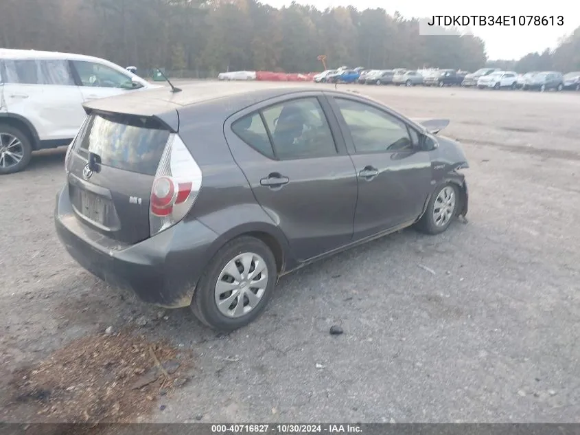 2014 Toyota Prius C Two VIN: JTDKDTB34E1078613 Lot: 40716827