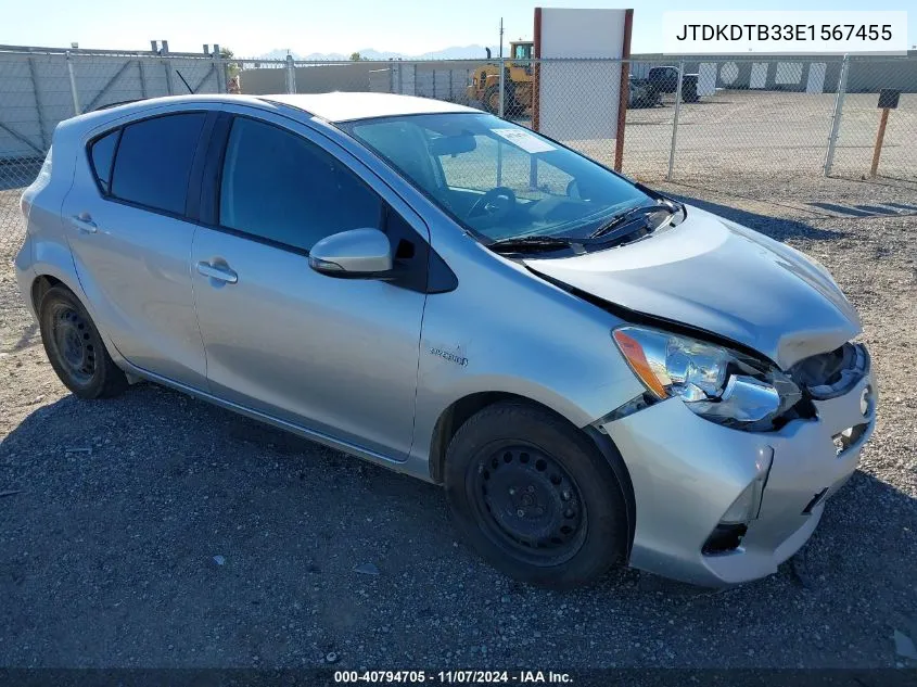 2014 Toyota Prius C Two VIN: JTDKDTB33E1567455 Lot: 40794705