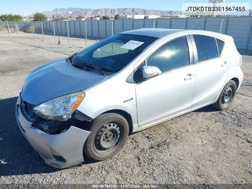 2014 Toyota Prius C Two VIN: JTDKDTB33E1567455 Lot: 40794705