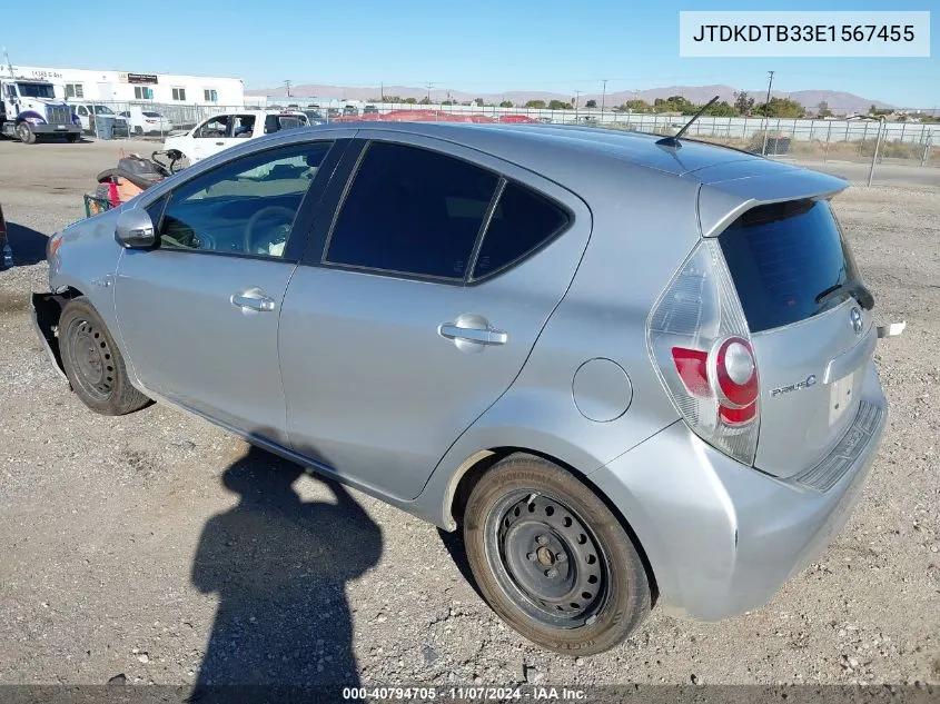 2014 Toyota Prius C Two VIN: JTDKDTB33E1567455 Lot: 40794705