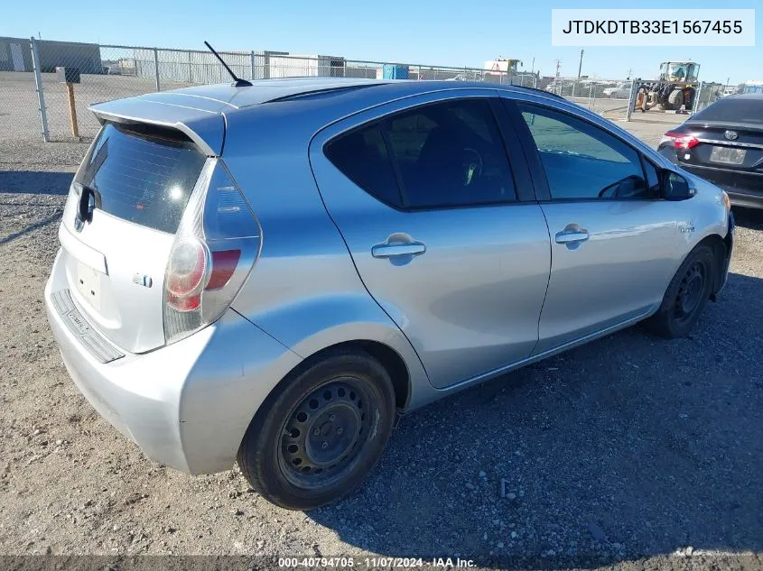 2014 Toyota Prius C Two VIN: JTDKDTB33E1567455 Lot: 40794705