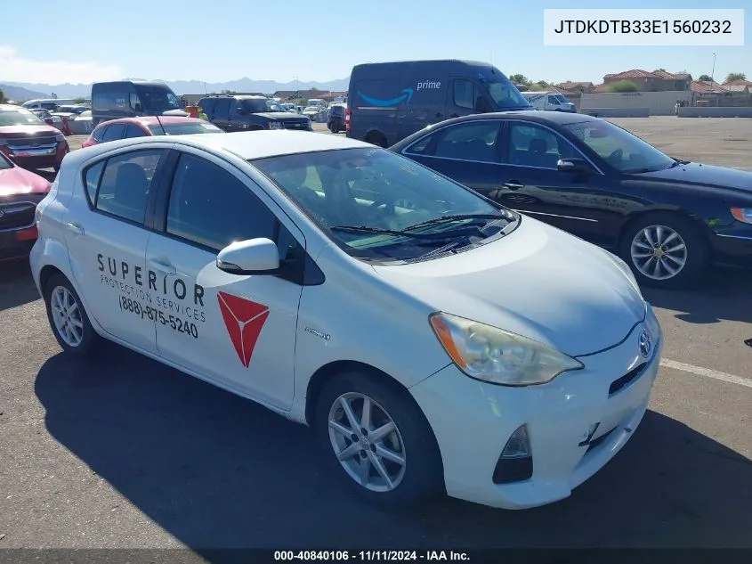 2014 Toyota Prius C Two VIN: JTDKDTB33E1560232 Lot: 40840106