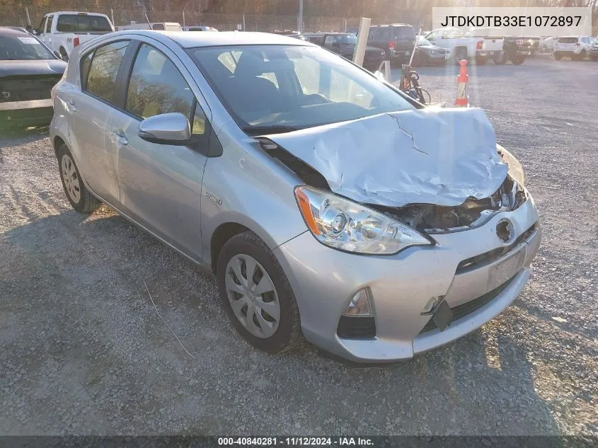 2014 Toyota Prius C Two VIN: JTDKDTB33E1072897 Lot: 40840281