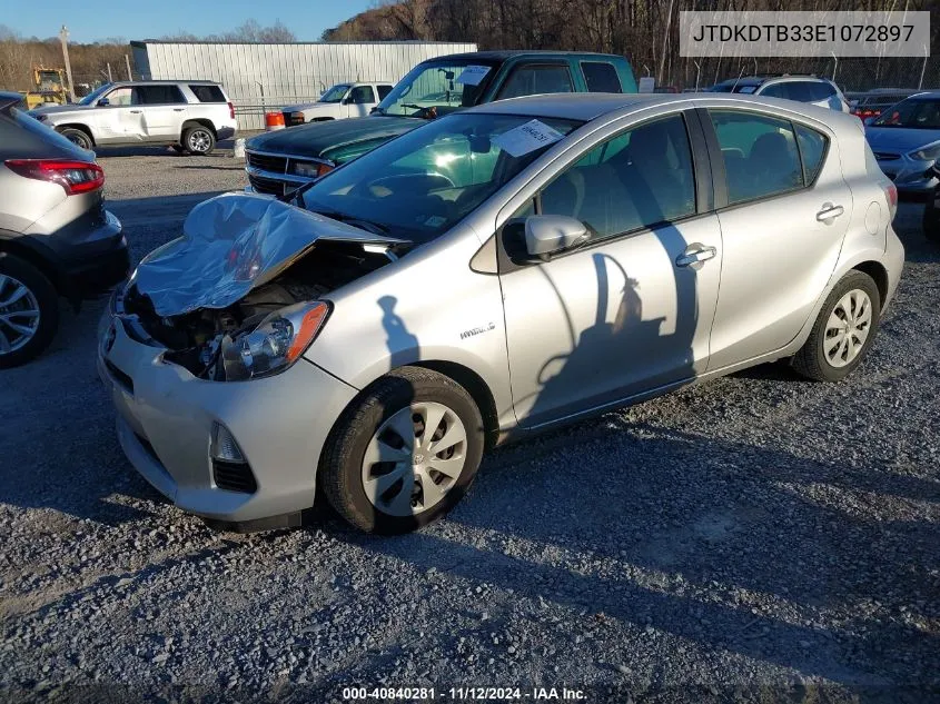 2014 Toyota Prius C Two VIN: JTDKDTB33E1072897 Lot: 40840281