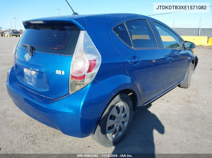 2014 Toyota Prius C One VIN: JTDKDTB3XE1571082 Lot: 40862362