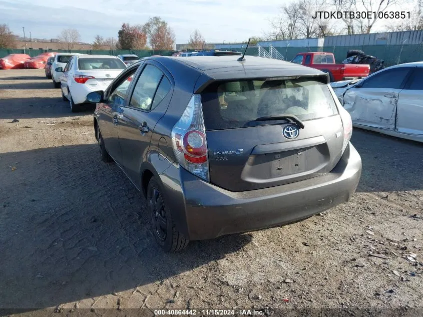 2014 Toyota Prius C Two VIN: JTDKDTB30E1063851 Lot: 40864442