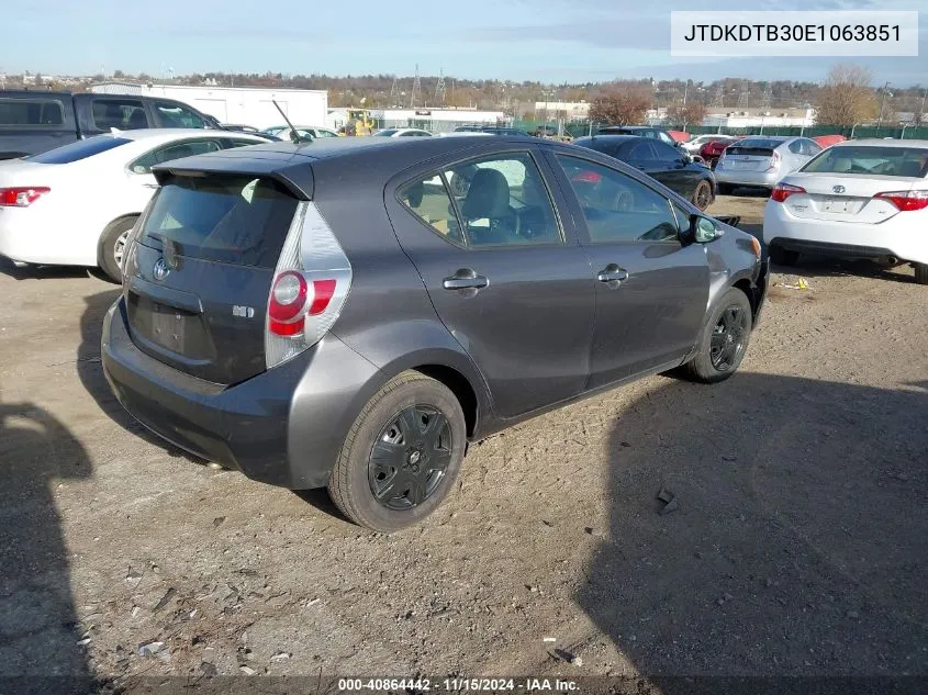 2014 Toyota Prius C Two VIN: JTDKDTB30E1063851 Lot: 40864442