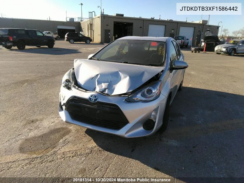 2015 Toyota Prius C VIN: JTDKDTB3XF1586442 Lot: 20181314