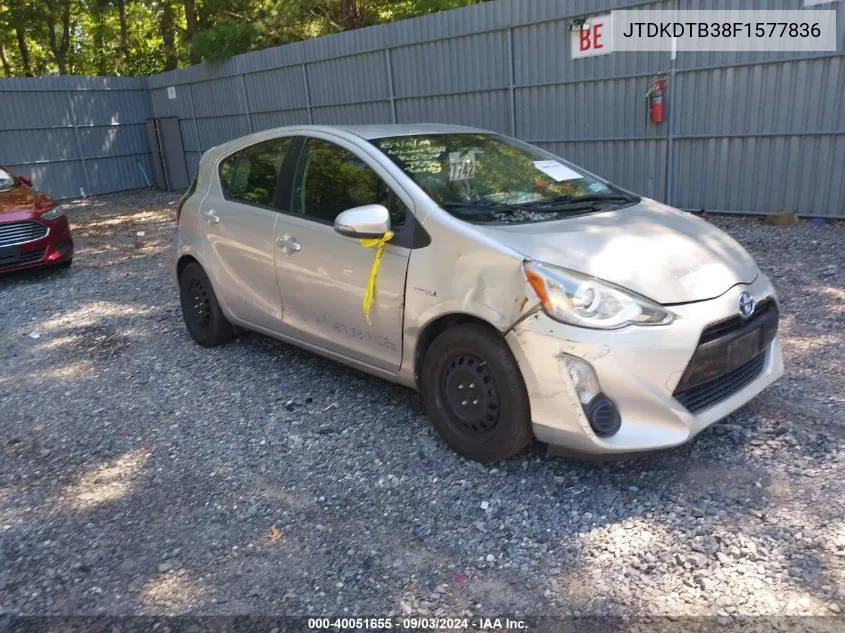 2015 Toyota Prius C Two VIN: JTDKDTB38F1577836 Lot: 40051655