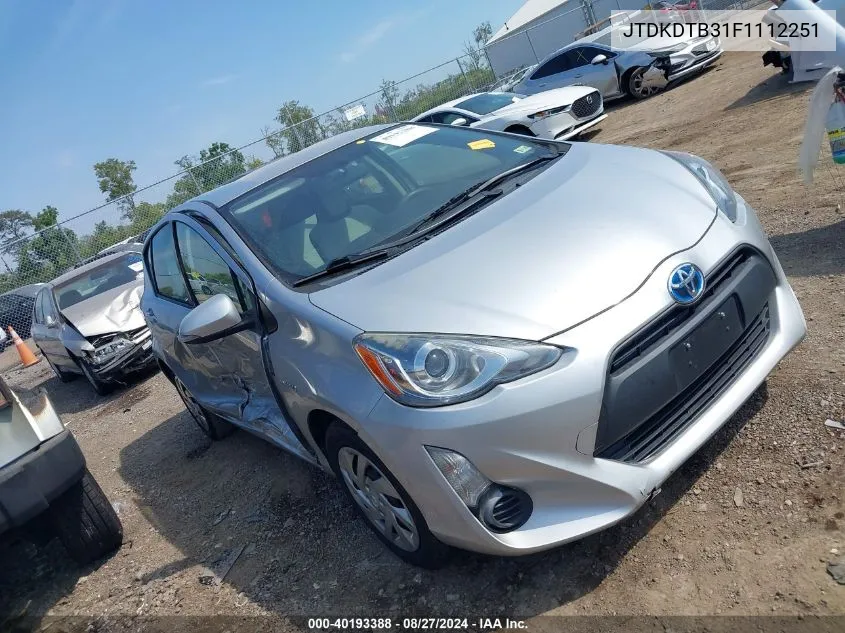 2015 Toyota Prius C One VIN: JTDKDTB31F1112251 Lot: 40193388