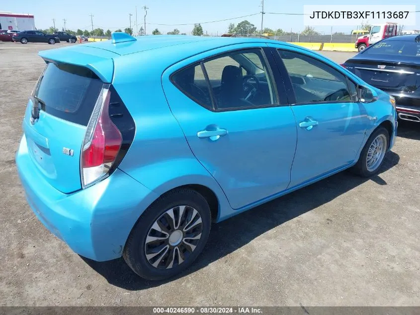 2015 Toyota Prius C One VIN: JTDKDTB3XF1113687 Lot: 40246590