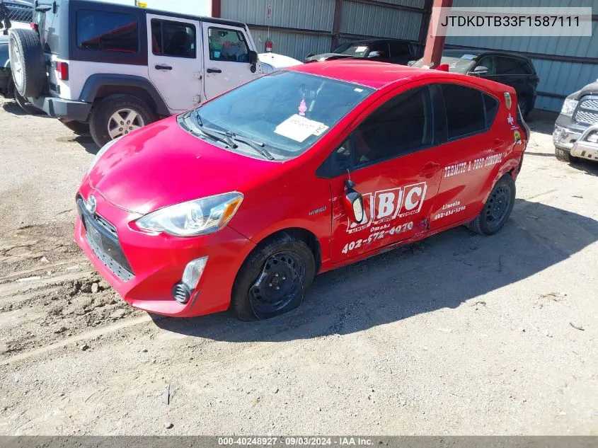 2015 Toyota Prius C Two VIN: JTDKDTB33F1587111 Lot: 40248927