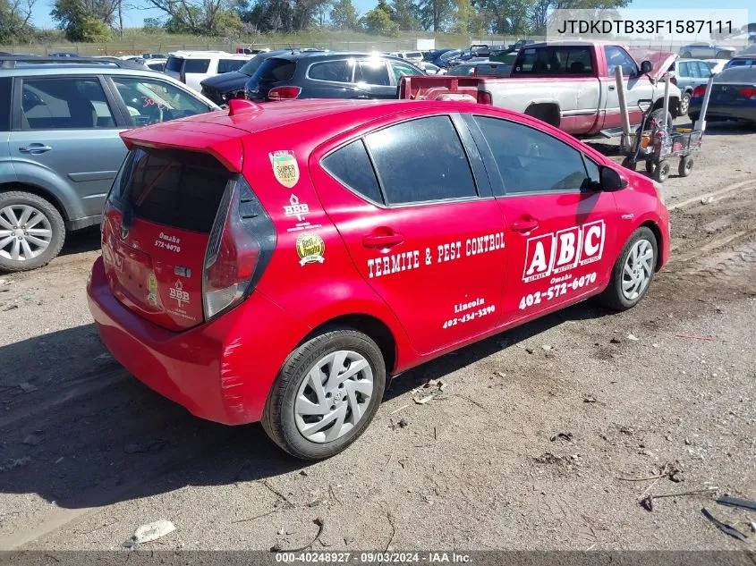 2015 Toyota Prius C Two VIN: JTDKDTB33F1587111 Lot: 40248927